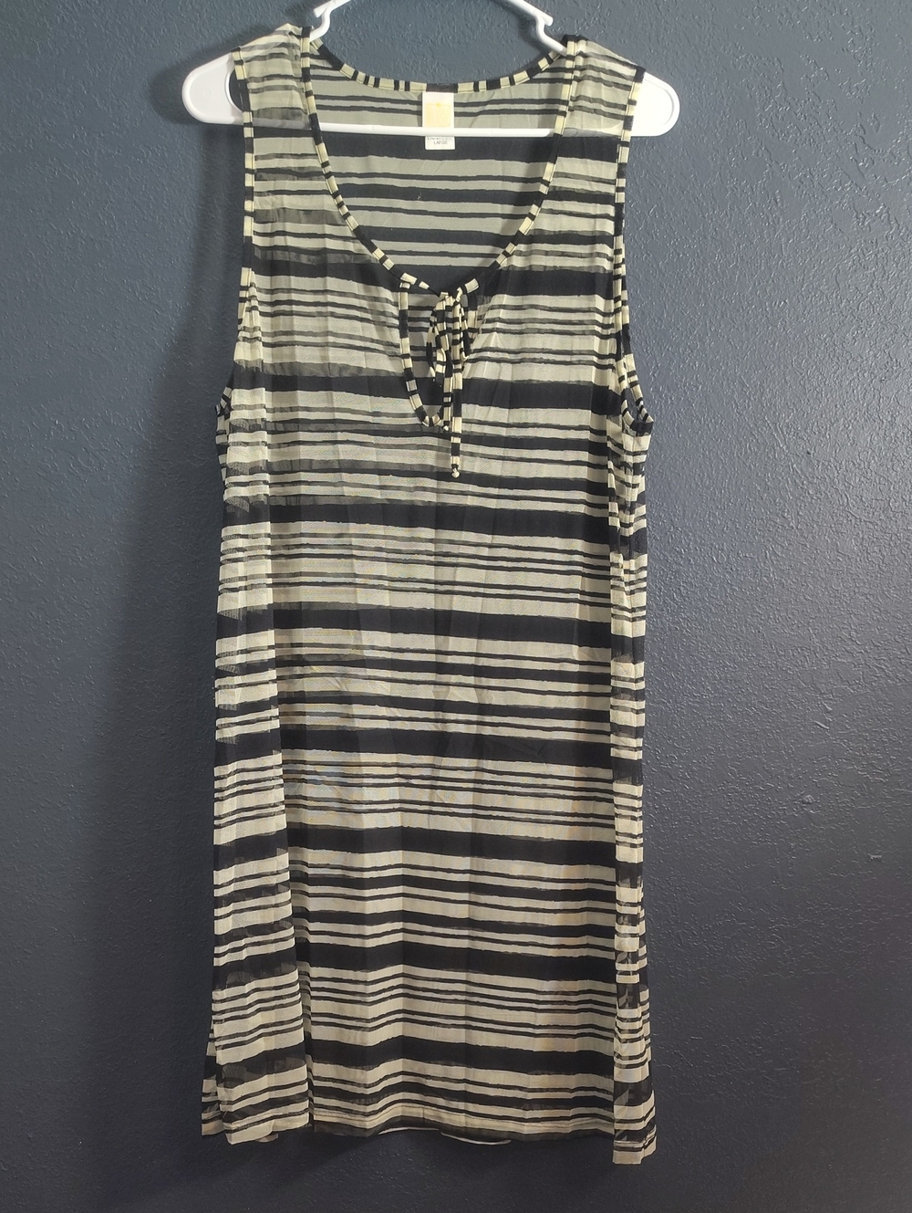 Sleeveless Tie-Front Midi Sheer layering Dress.